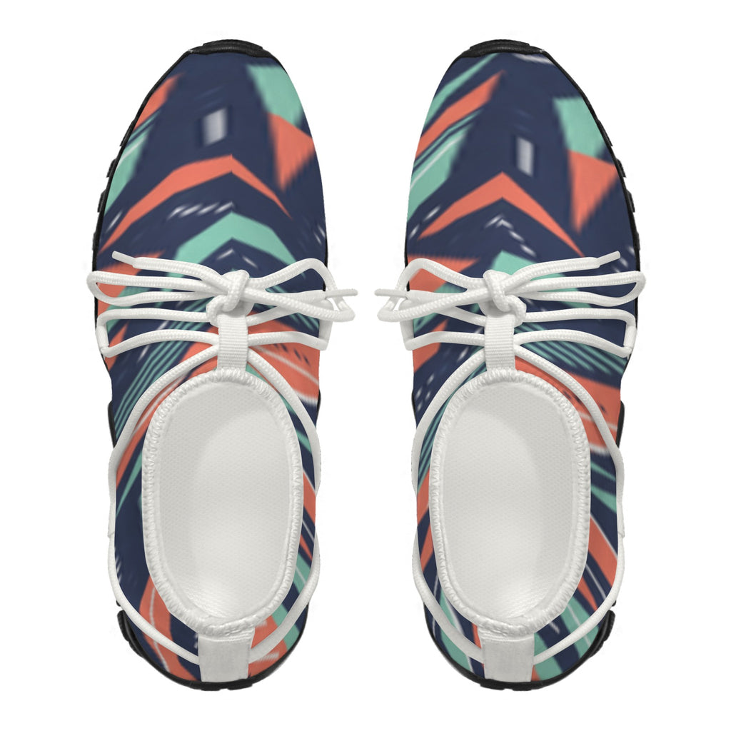 Men's Custom Print Fitness Shoes with Shoelaces – (White)