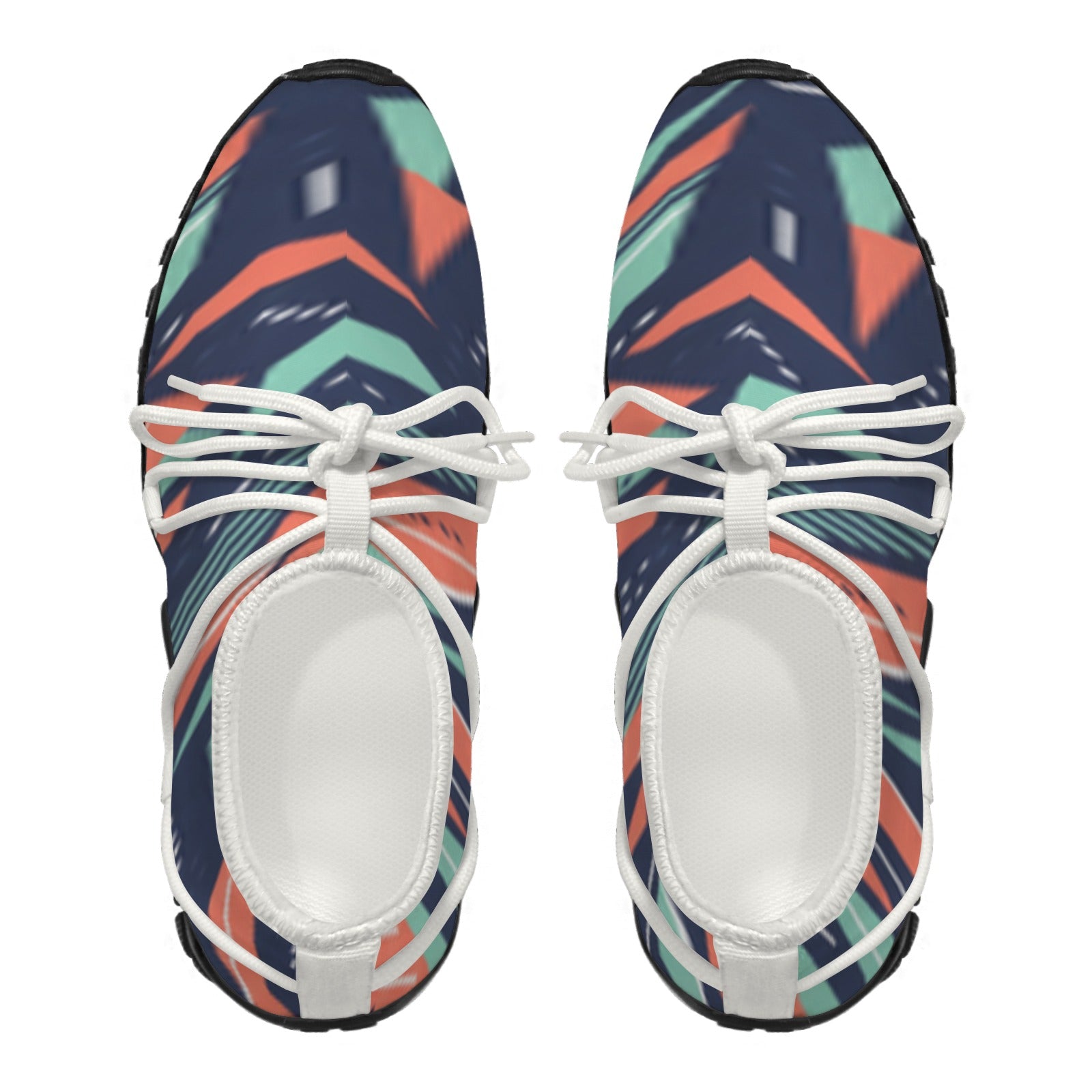Men's Custom Print Fitness Shoes with Shoelaces – (White)