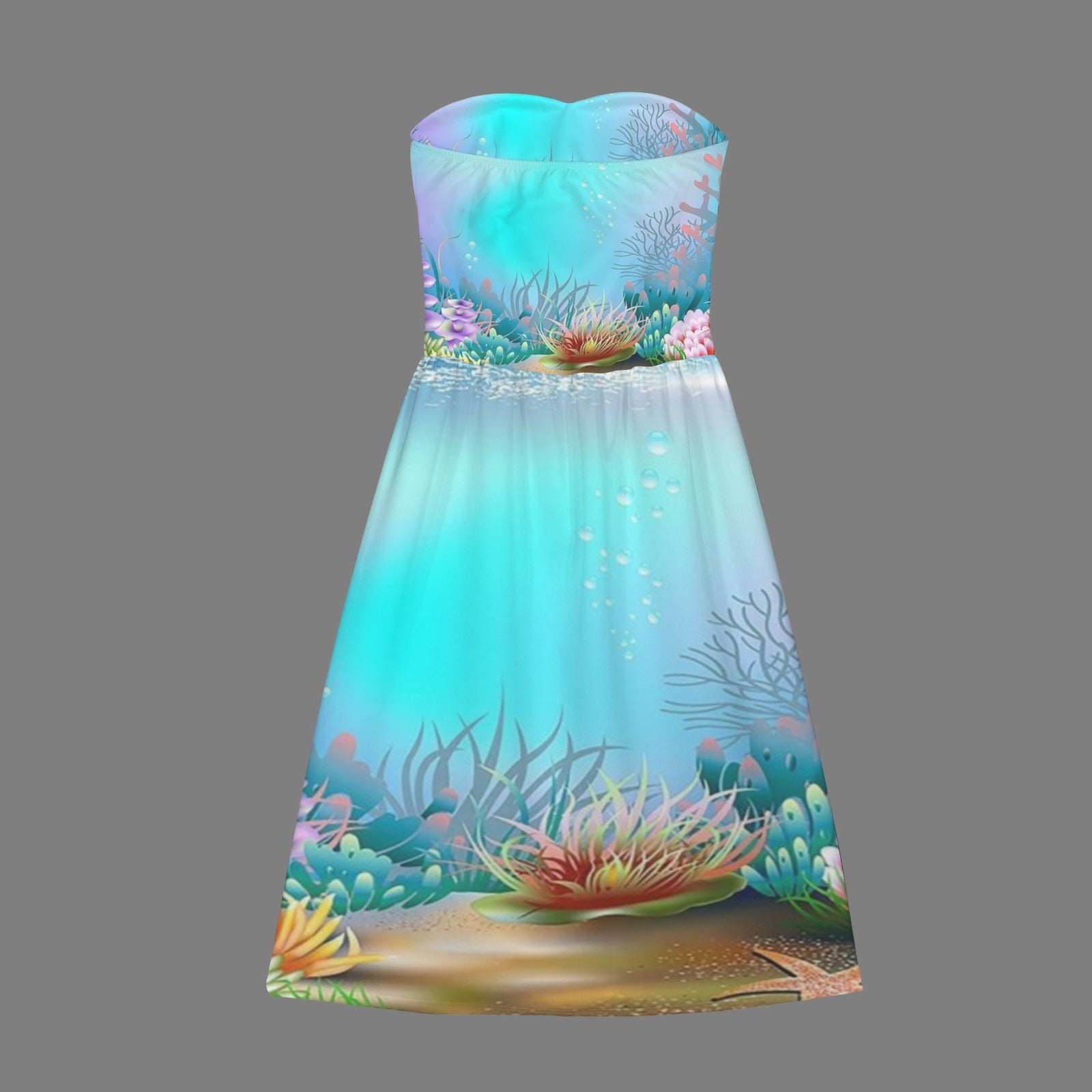 Underwater Women's Strapless Waist-Cinched Flowy Maxi Dress