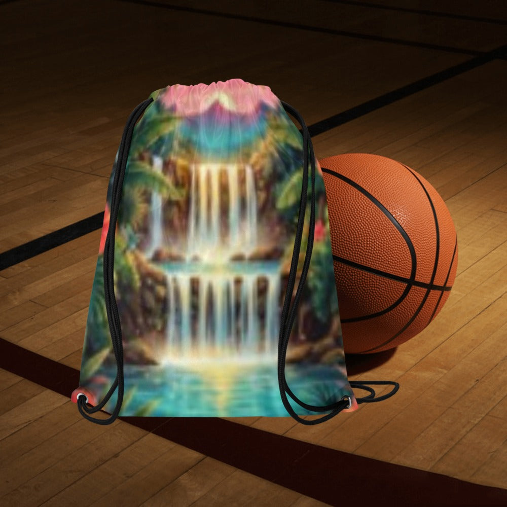 Waterfall Forest Drawstring Bag (Model 1604) (Large)