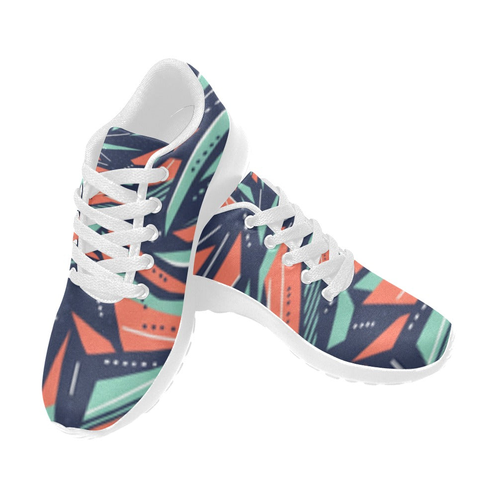 Vibrant Abstract Pattern Women's Lightweight Sneakers –  (White)