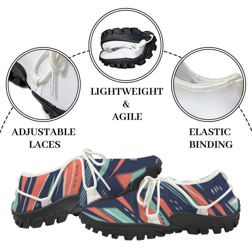 Men's Custom Print Fitness Shoes with Shoelaces – (White)