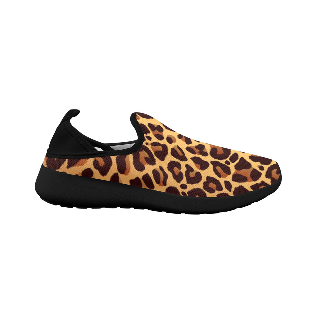 Leopard Fly Weave Sneakers Drop-in-Heel for Women(Model 02002)