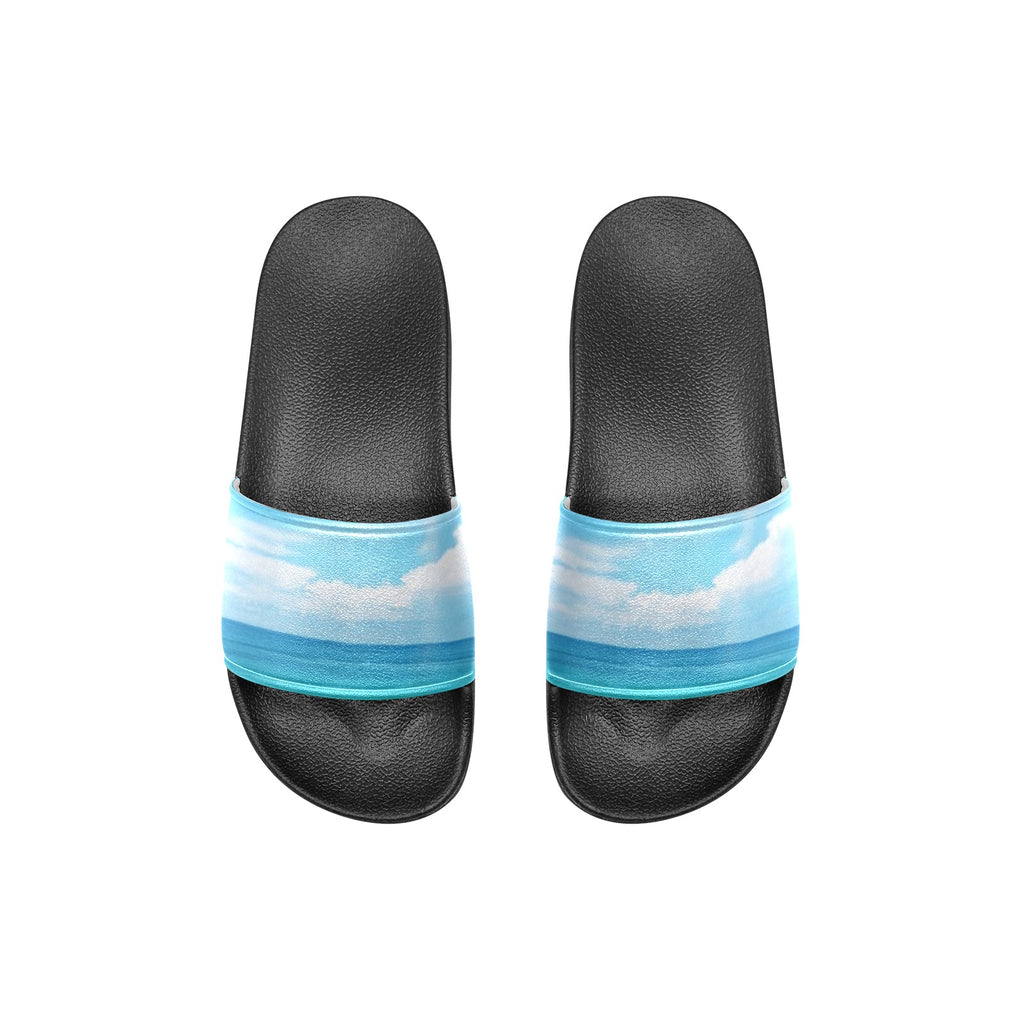Kid's Beautiful Seascape Sun on Blue Sky Slide Sandals(Model 057)