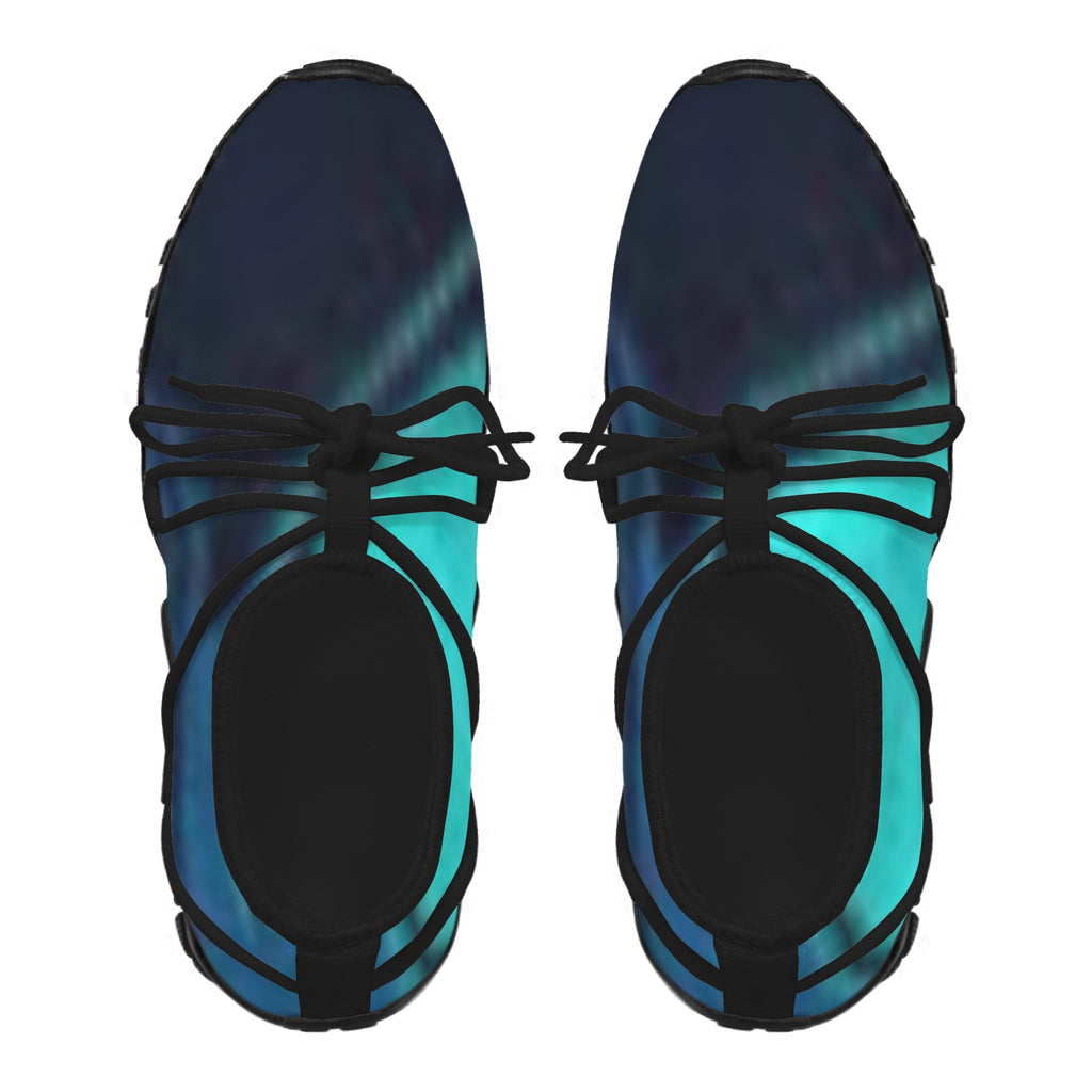 Women's Custom Print Fitness Shoes with Shoelaces –  (Black)