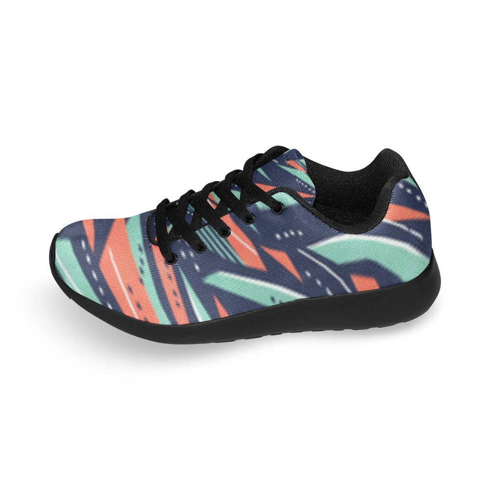 Vibrant Abstract Pattern Women's Lightweight Sneakers – (Black)