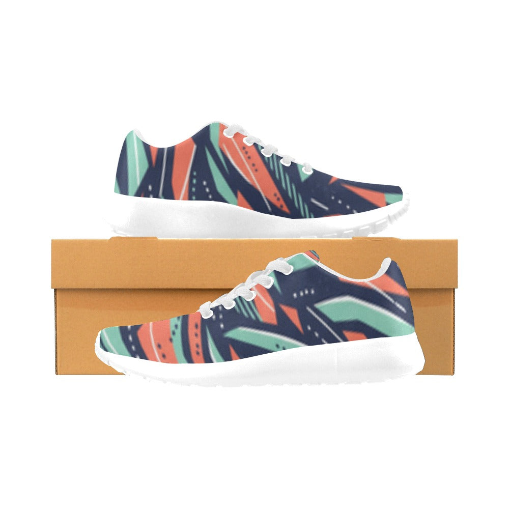 Vibrant Abstract Pattern Women's Lightweight Sneakers –  (White)