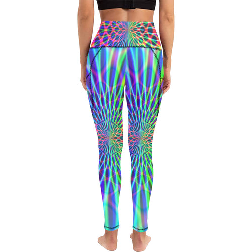 Abstract Rainbow Women's High Waist Leggings with Pockets