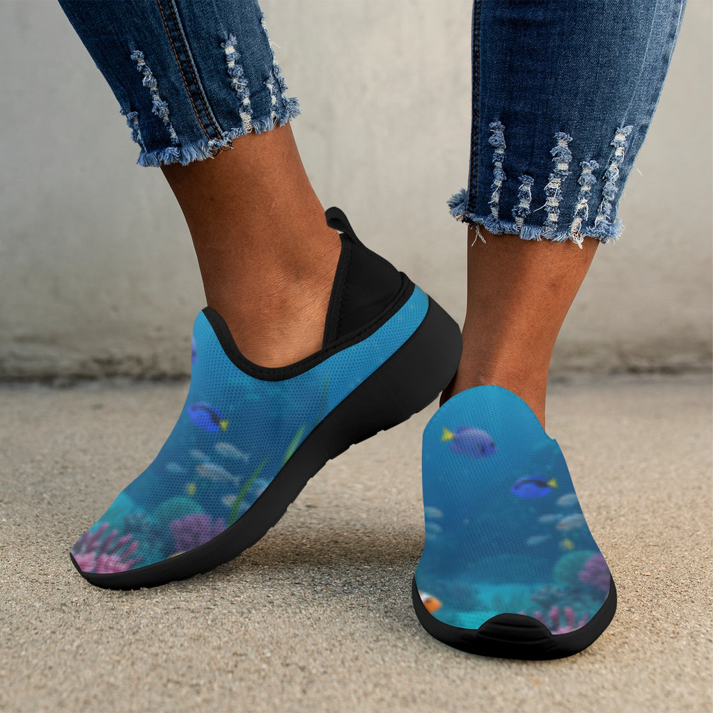 Ocean Fly Weave Sneakers Drop-in-Heel for Women(Model 02002)