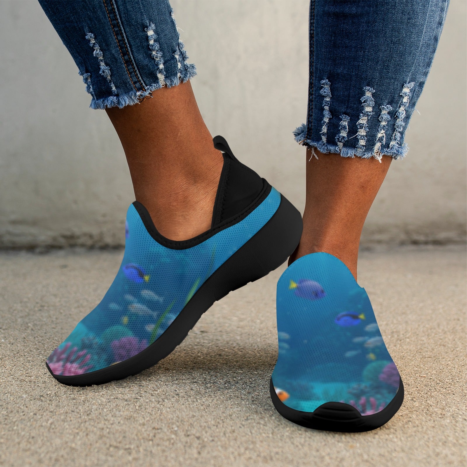 Ocean Fly Weave Sneakers Drop-in-Heel for Women(Model 02002)