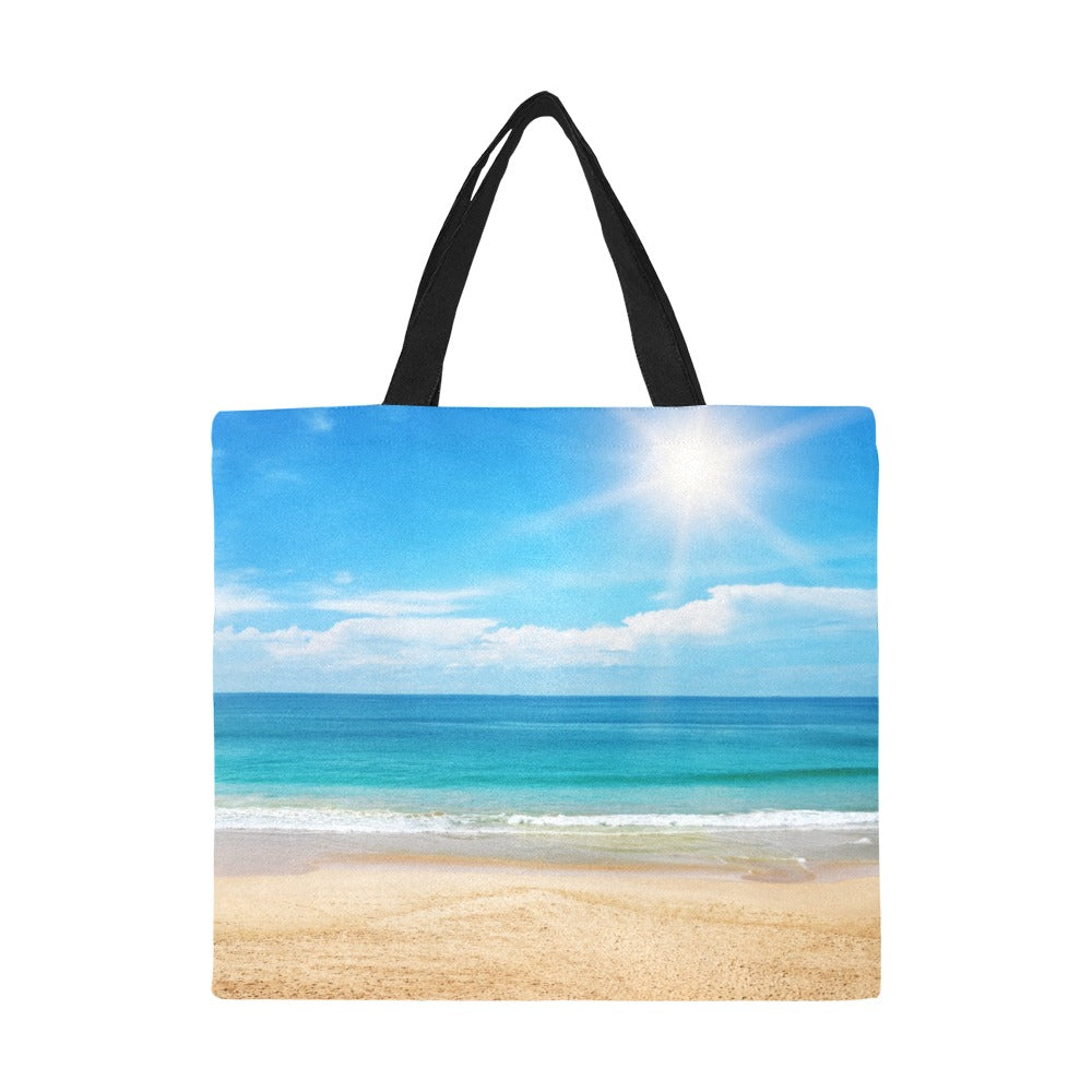 Beautiful Seascape and Sun on blue Tote Bag (Model1699)(Large)
