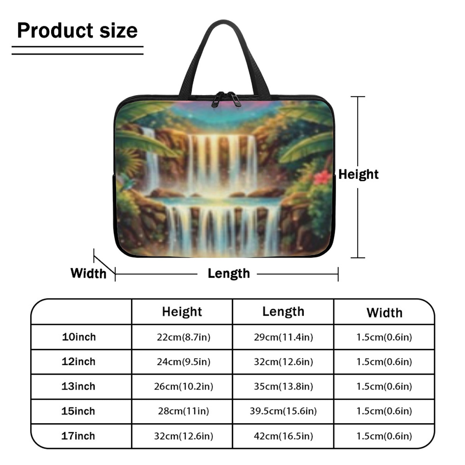 Waterfall Forest Laptop Bag with Handle 15inch