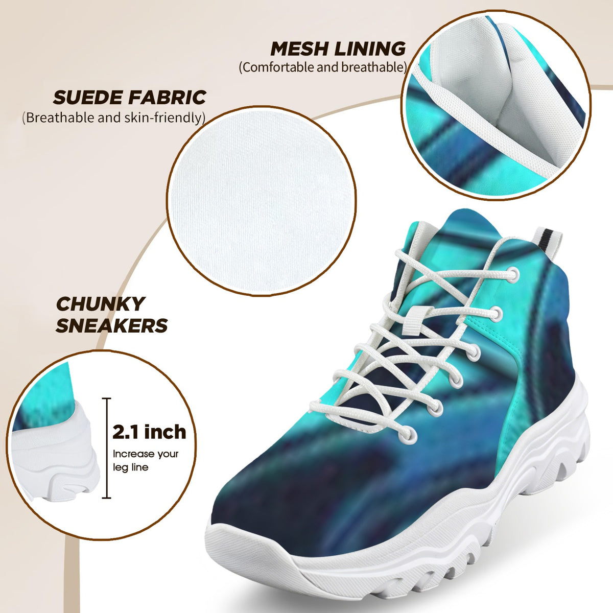 Men's High-Top Outdoor Chunky Sneakers – (White)