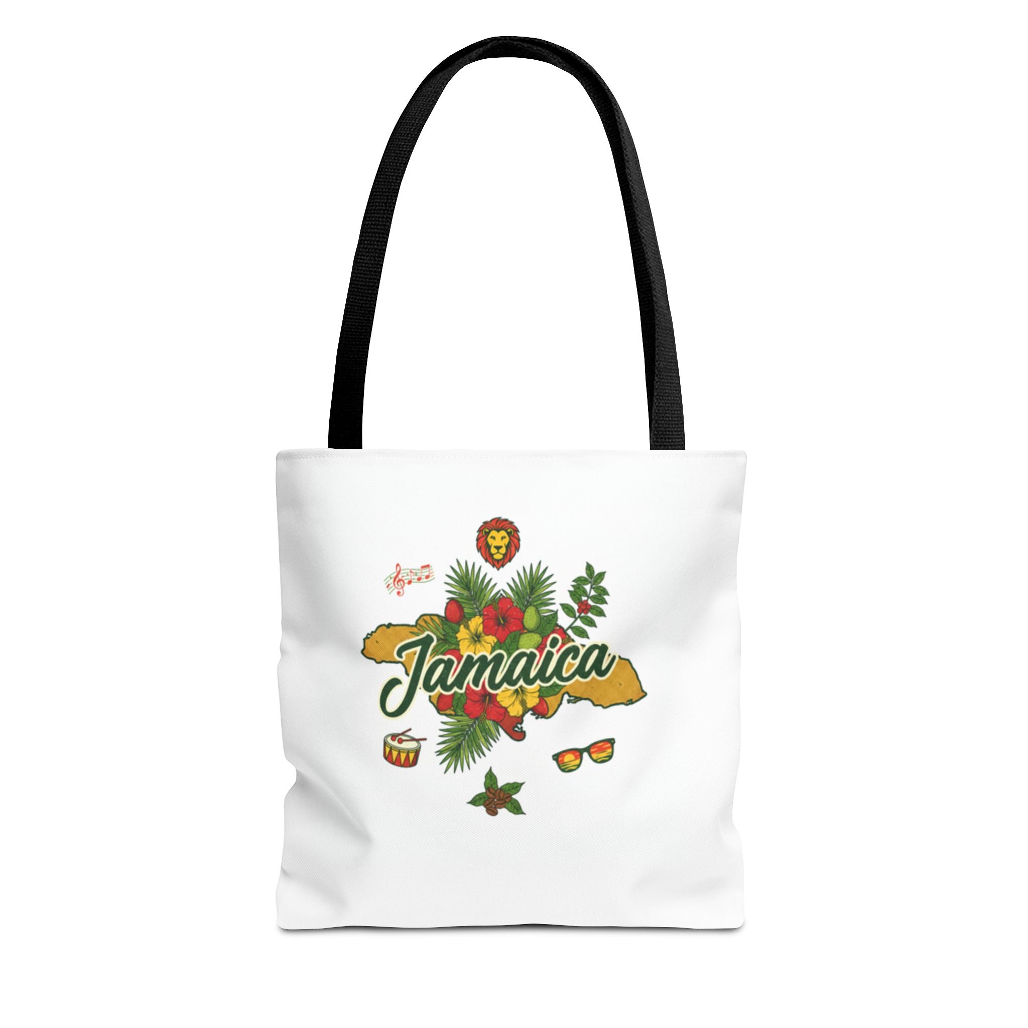 Jamaica Tropical Map design Tote Bag | Island Flowers, Pineapple, Lime