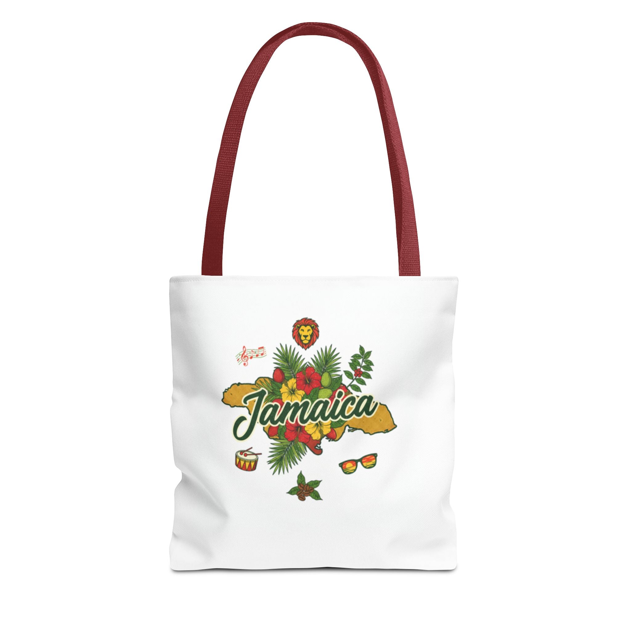 Jamaica Tropical Map design Tote Bag | Island Flowers, Pineapple, Lime