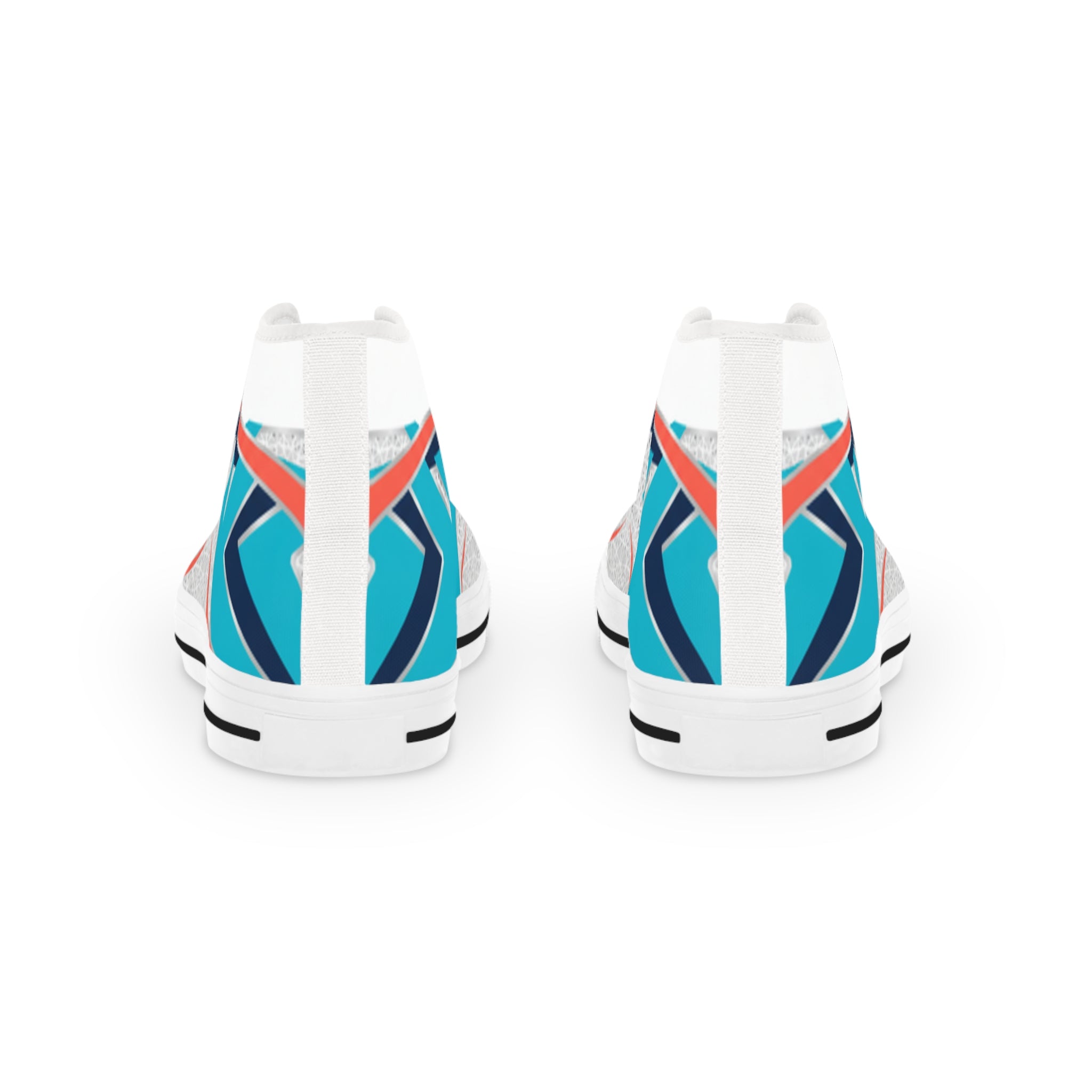 Men Sneakers Abstract Teal Orange Wave High Top Sneakers | Canvas High-Tops
