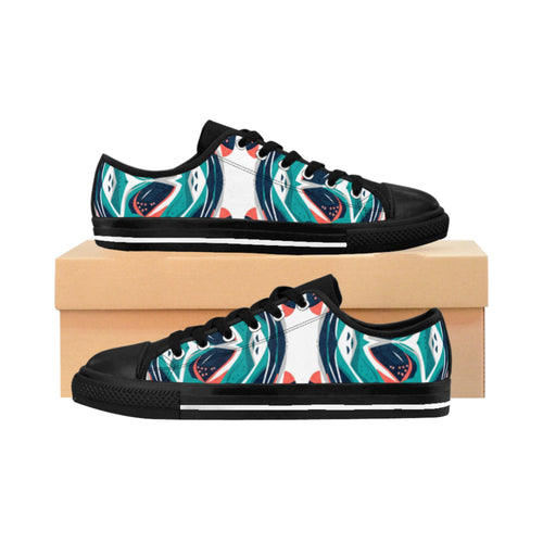 Abstract Teal Floral Sneakers | Women's Sneakers