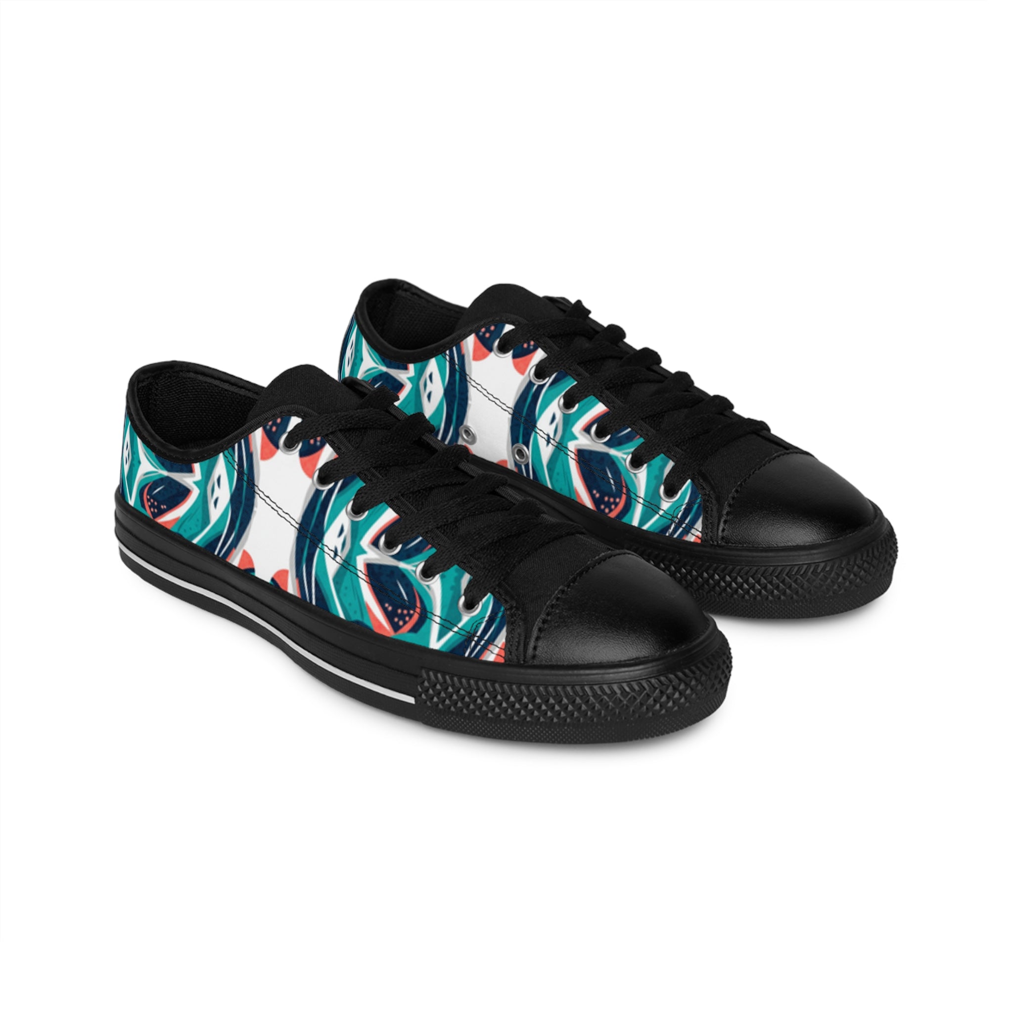 Abstract Teal Floral Sneakers | Women's Sneakers