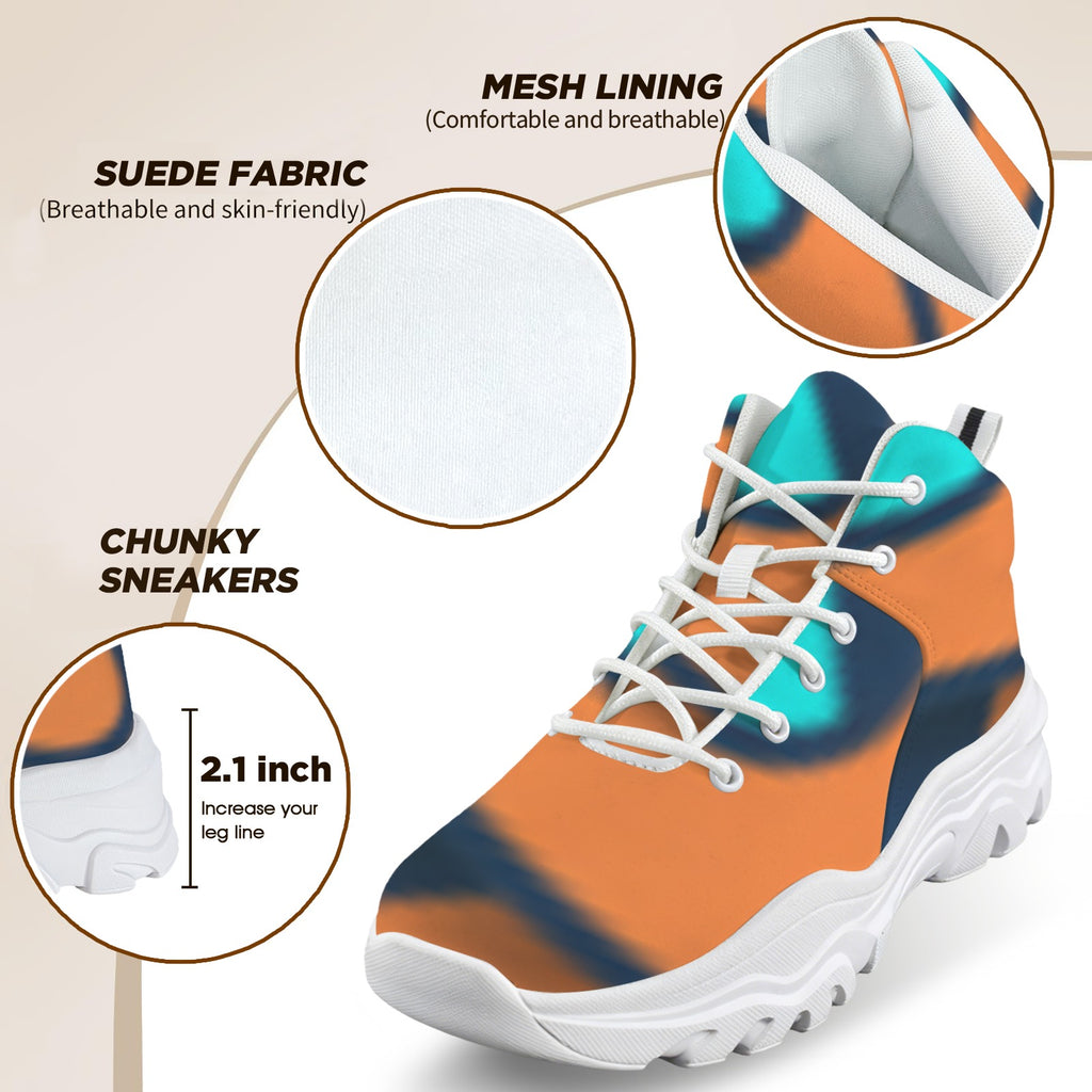 Orange Wave Women's High-Top Outdoor Chunky Sneakers