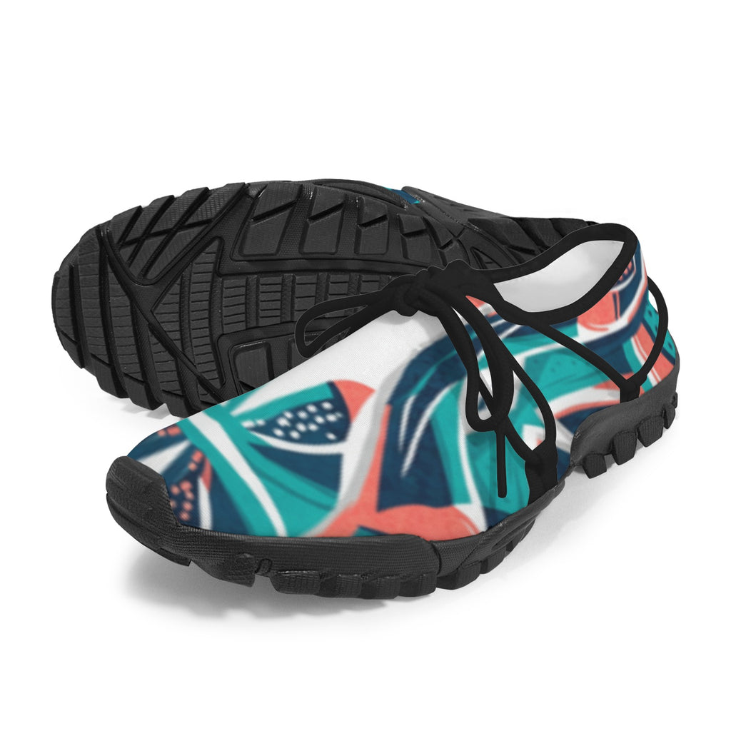 Women's Custom Print Fitness Shoes with Shoelaces – (Black)