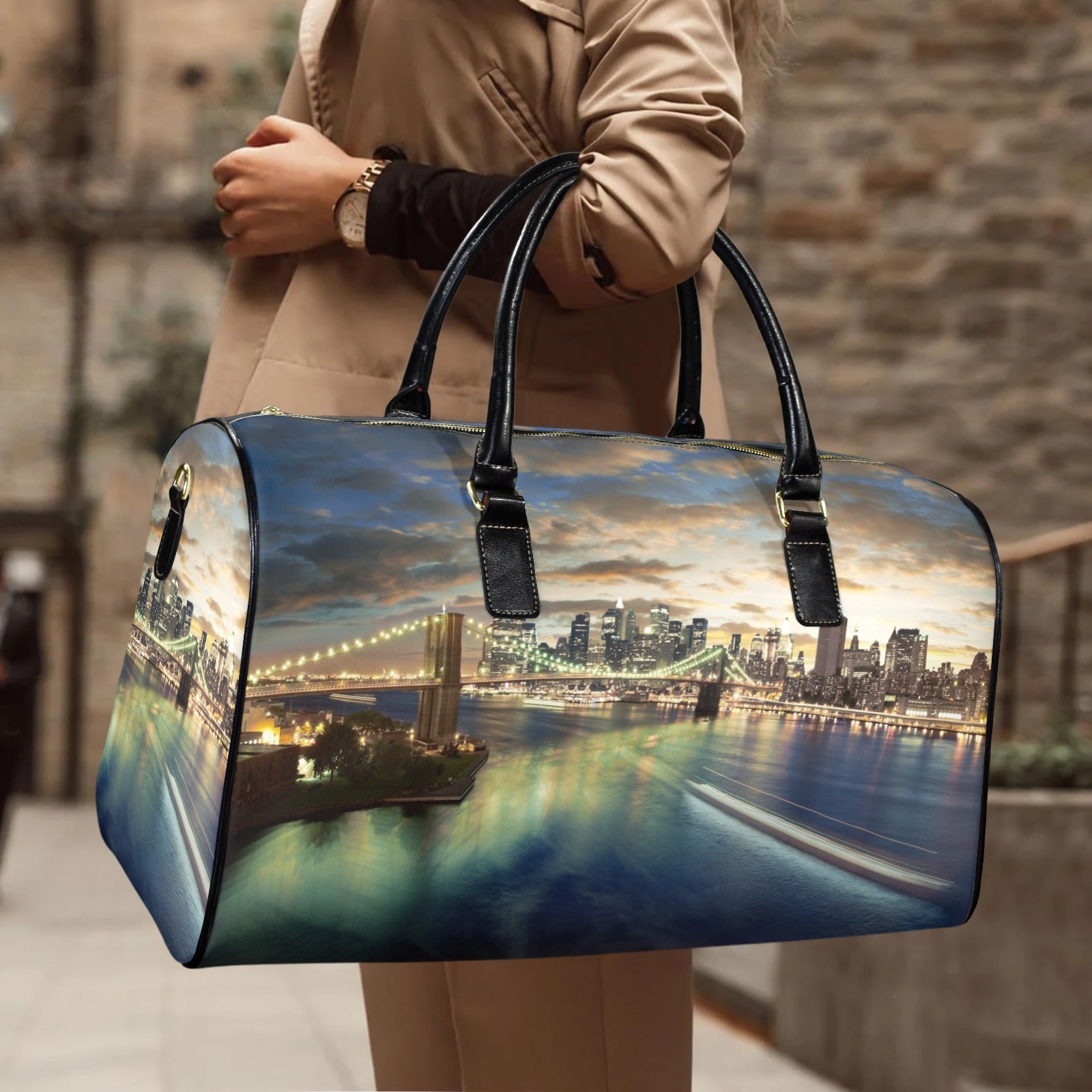 New York City Custom Travel Bag-Large (Black Short Patch)(Model 1735)