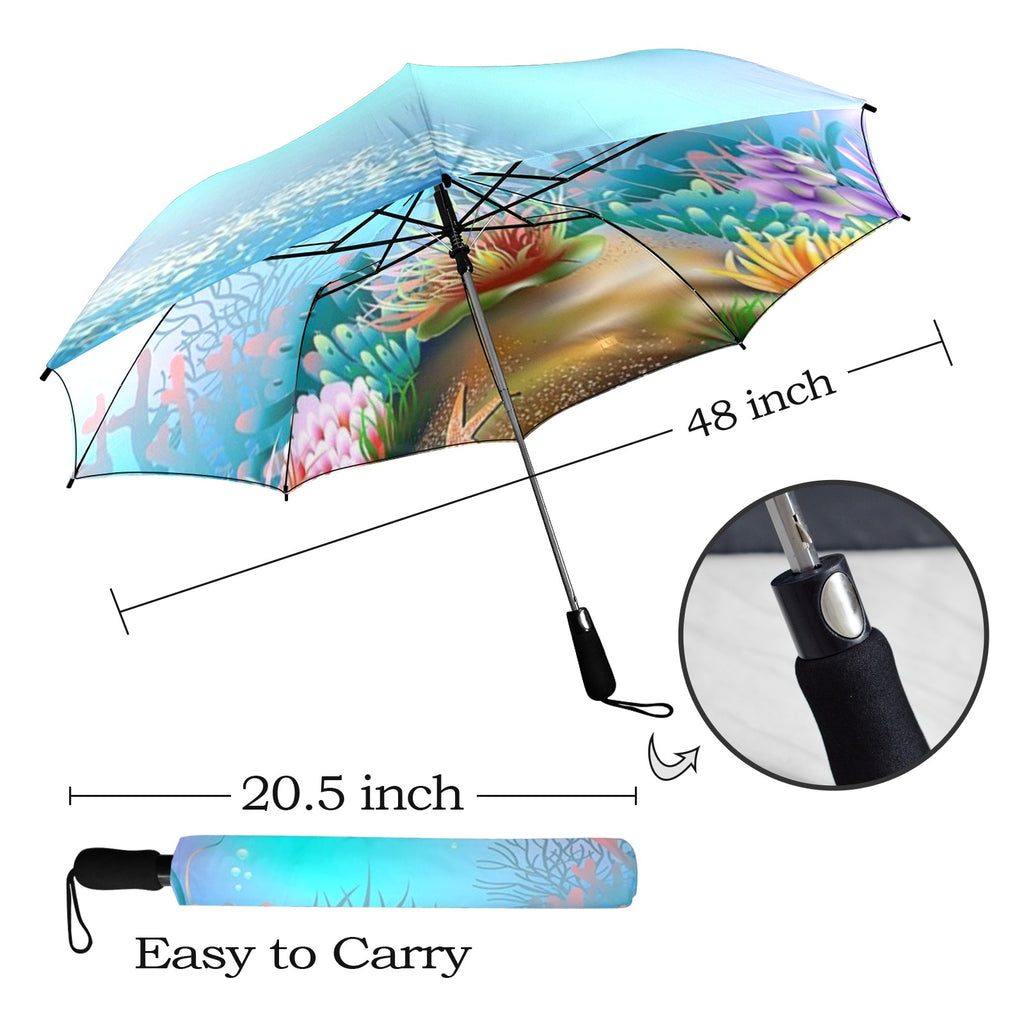 Underwater Scene Umbrella Semi-Automatic Foldable Umbrella (Model U12)
