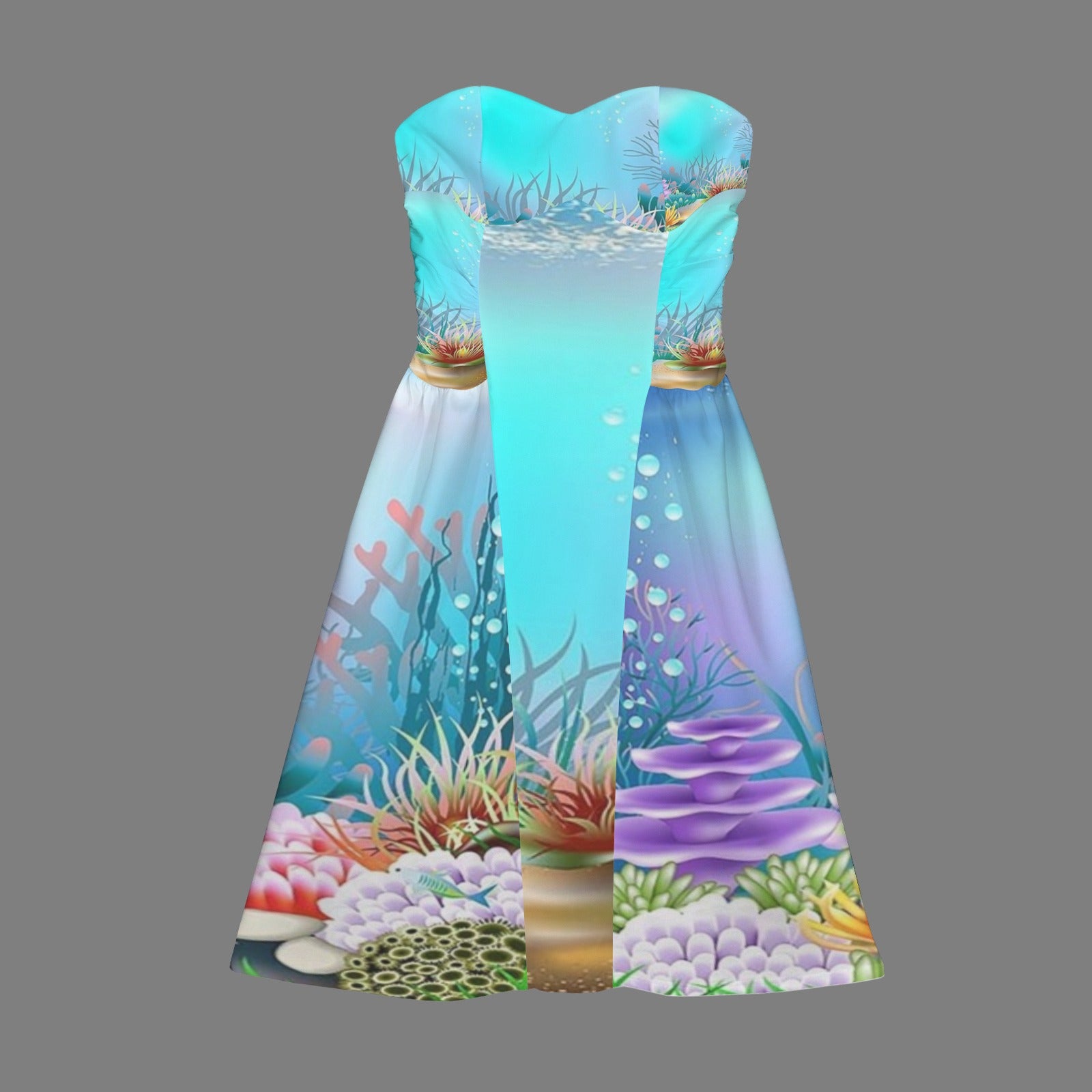 Underwater Women's Strapless Waist-Cinched Flowy Maxi Dress