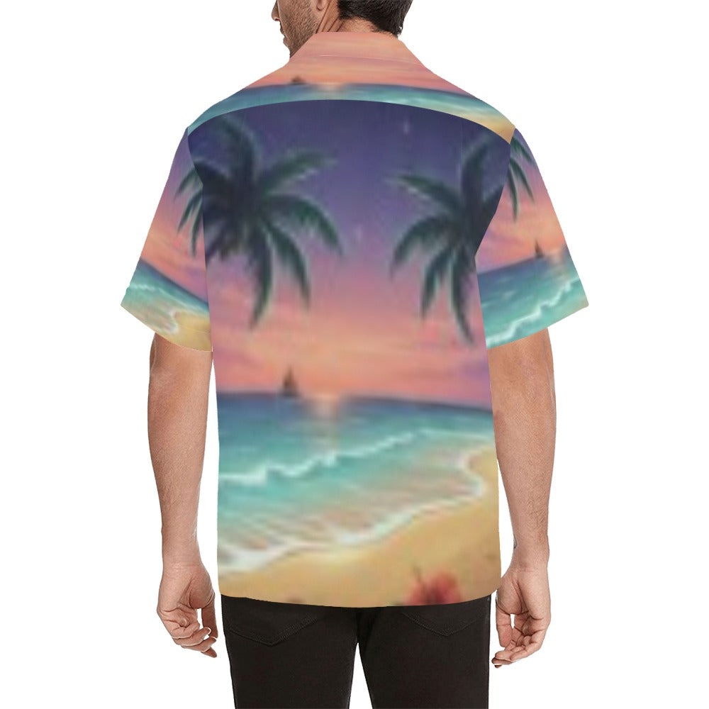 Sunset  Beach Men's Hawaiian Shirt (Model T58)