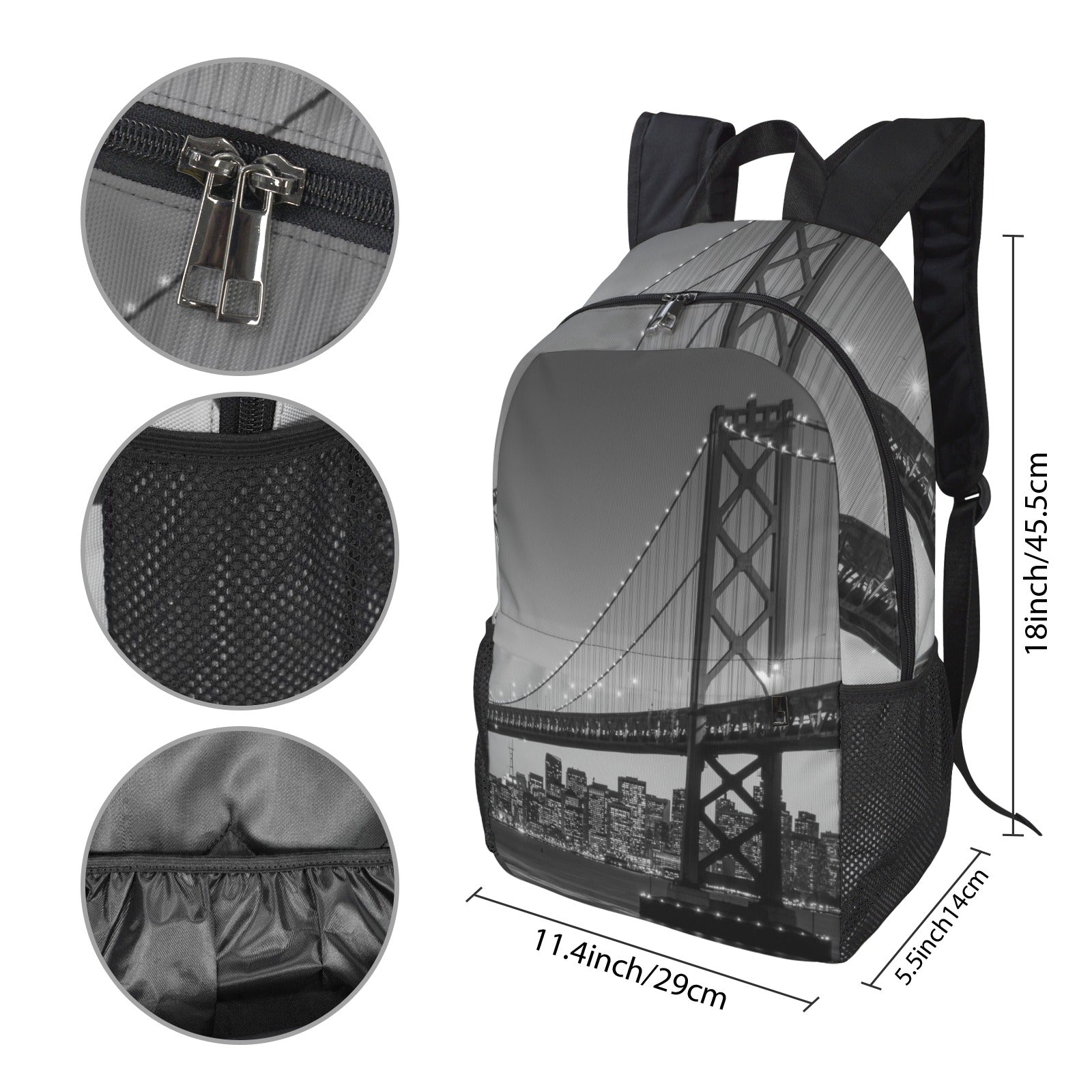 San Francisco Skyline and Bay Bridge at Sunset, California USA Adult Casual Backpack(Model 1754)