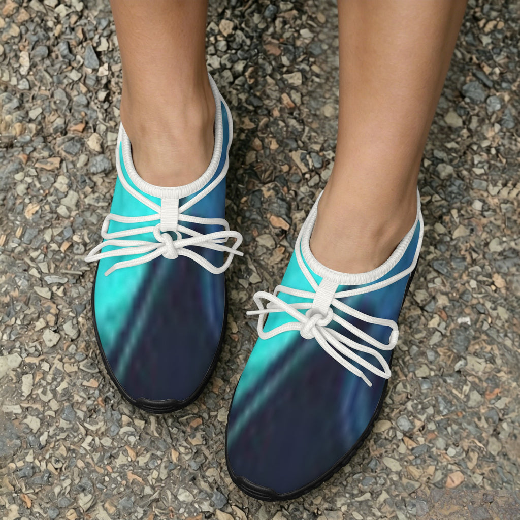 Women's Custom Print Fitness Shoes with Shoelaces – (White)