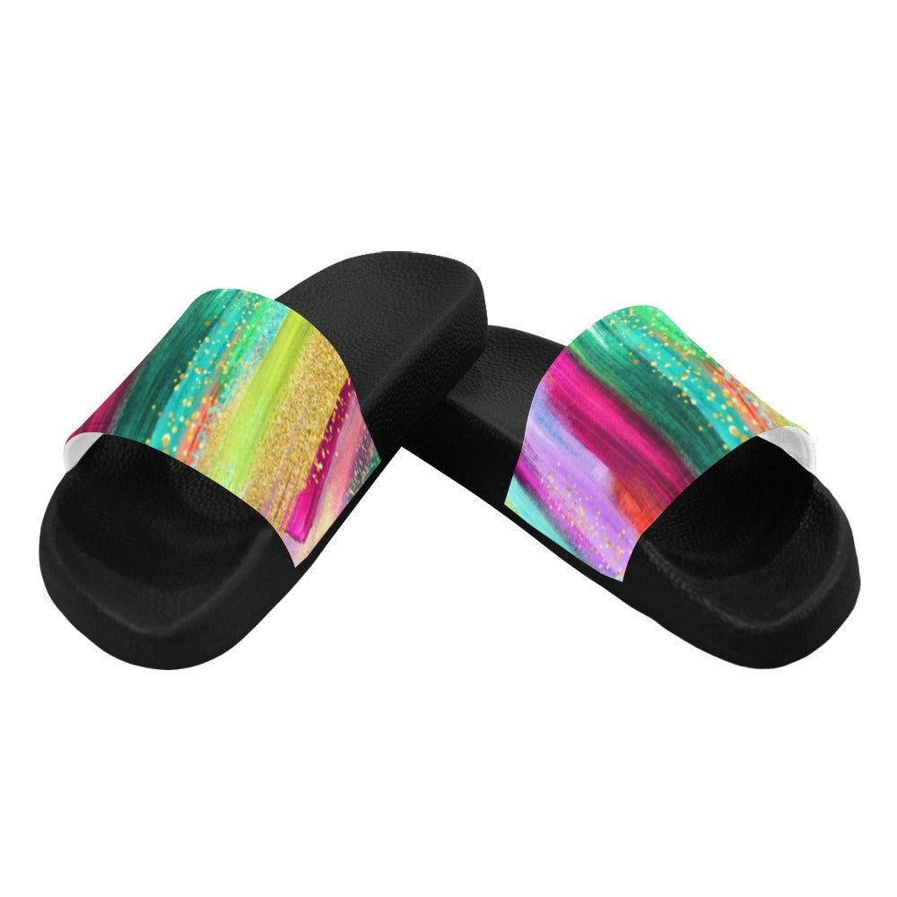 Women's Abstract Colorful Art Slide Sandals(Model 057)