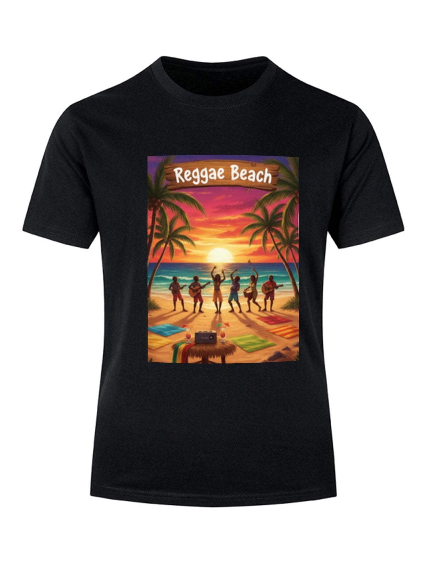 Men Reggae Beach Cotton Short Sleeve T-Shirt (Front Print) | Ships from Australia