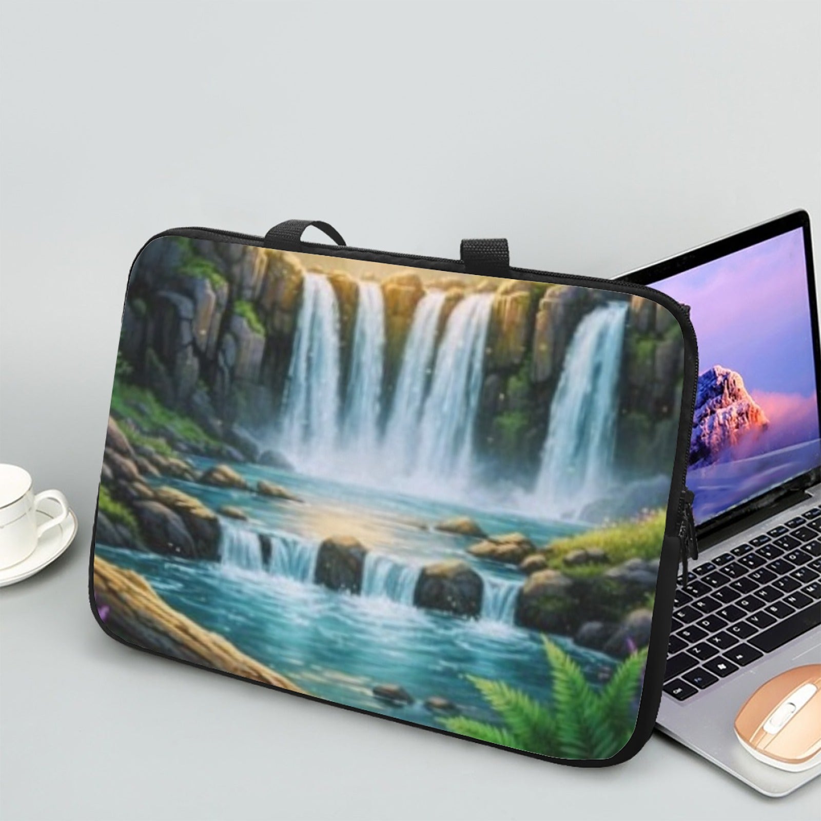 Sunset Waterfall Laptop Bag with Handle 17 inch