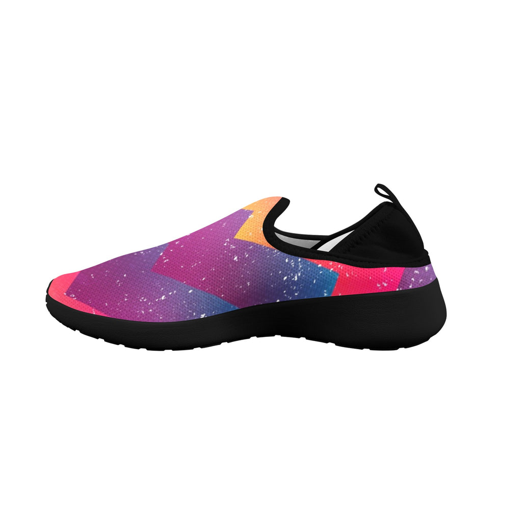 Bright Geometric Seamless Pattern Fly Weave Sneakers Drop-in-Heel for Women(Model 02002)
