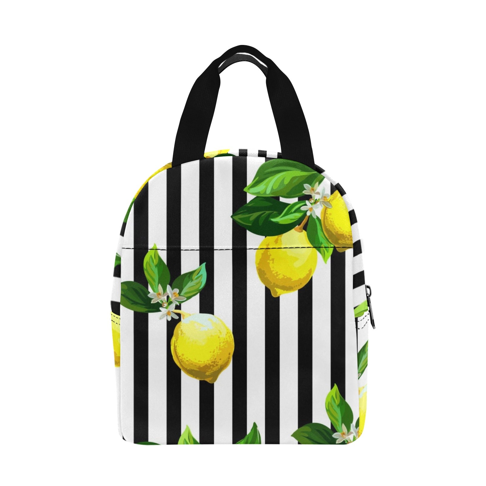 Seamless Citrus Vector Pattern on Striped Lunch Bag with Pockets (Model 1720)