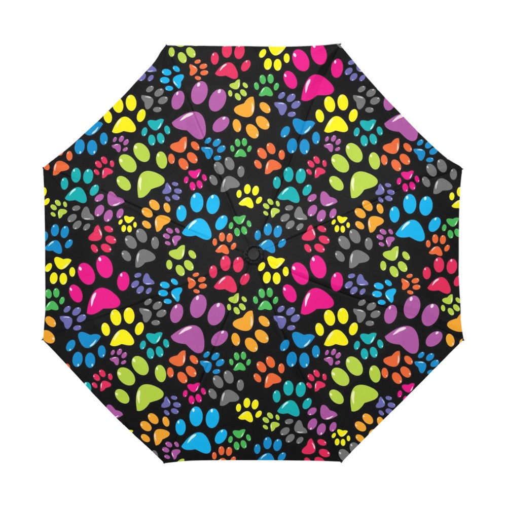 Colorful Background with  Colored Paws Anti-UV Auto-Foldable Umbrella (Model U09)