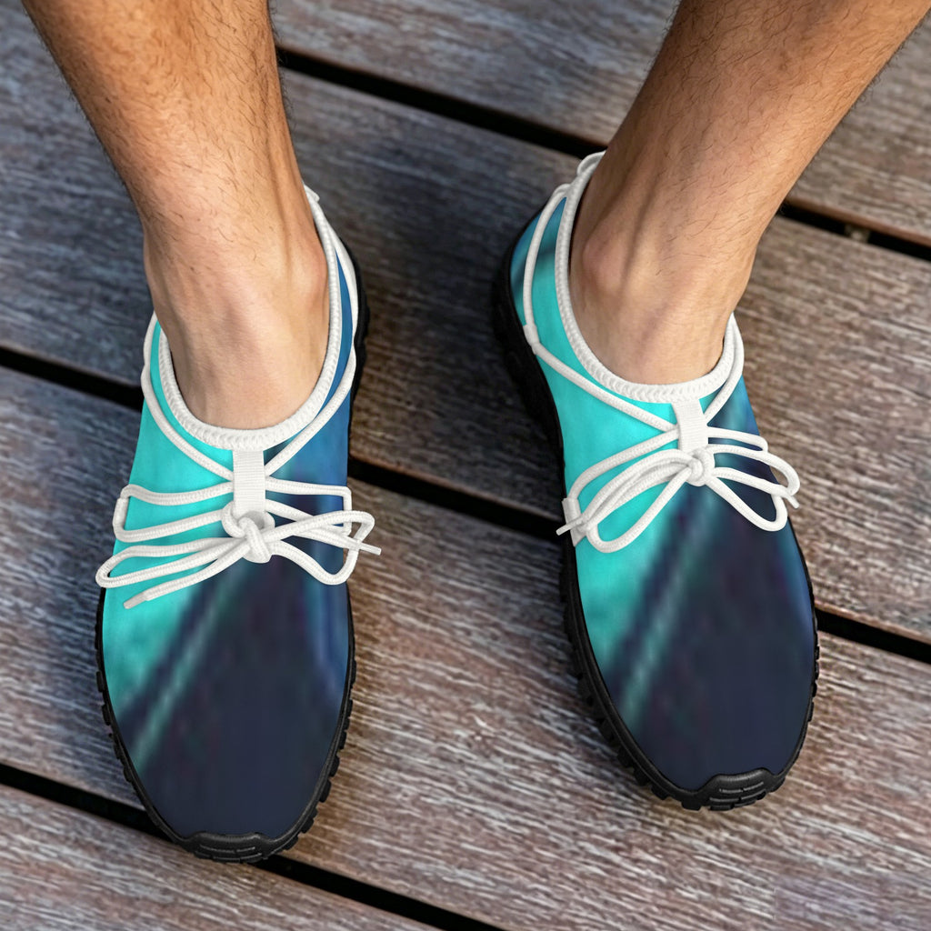 Men's Custom Print Fitness Shoes with Shoelaces – (White)