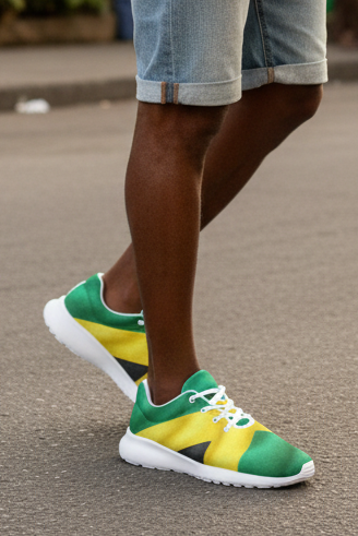 Men's Jamaican Flag Athletic Sneakers – White