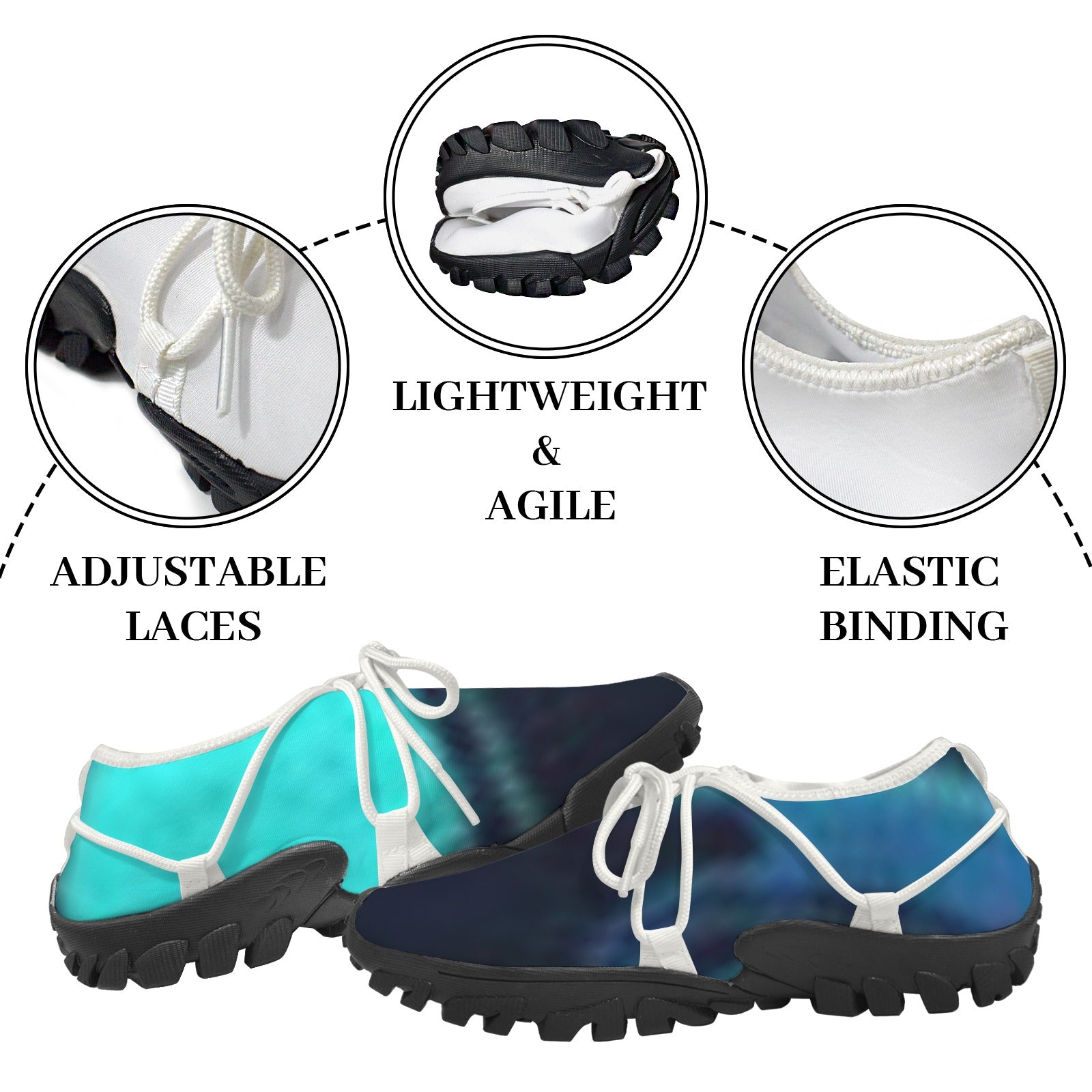 Men's Custom Print Fitness Shoes with Shoelaces – (White)