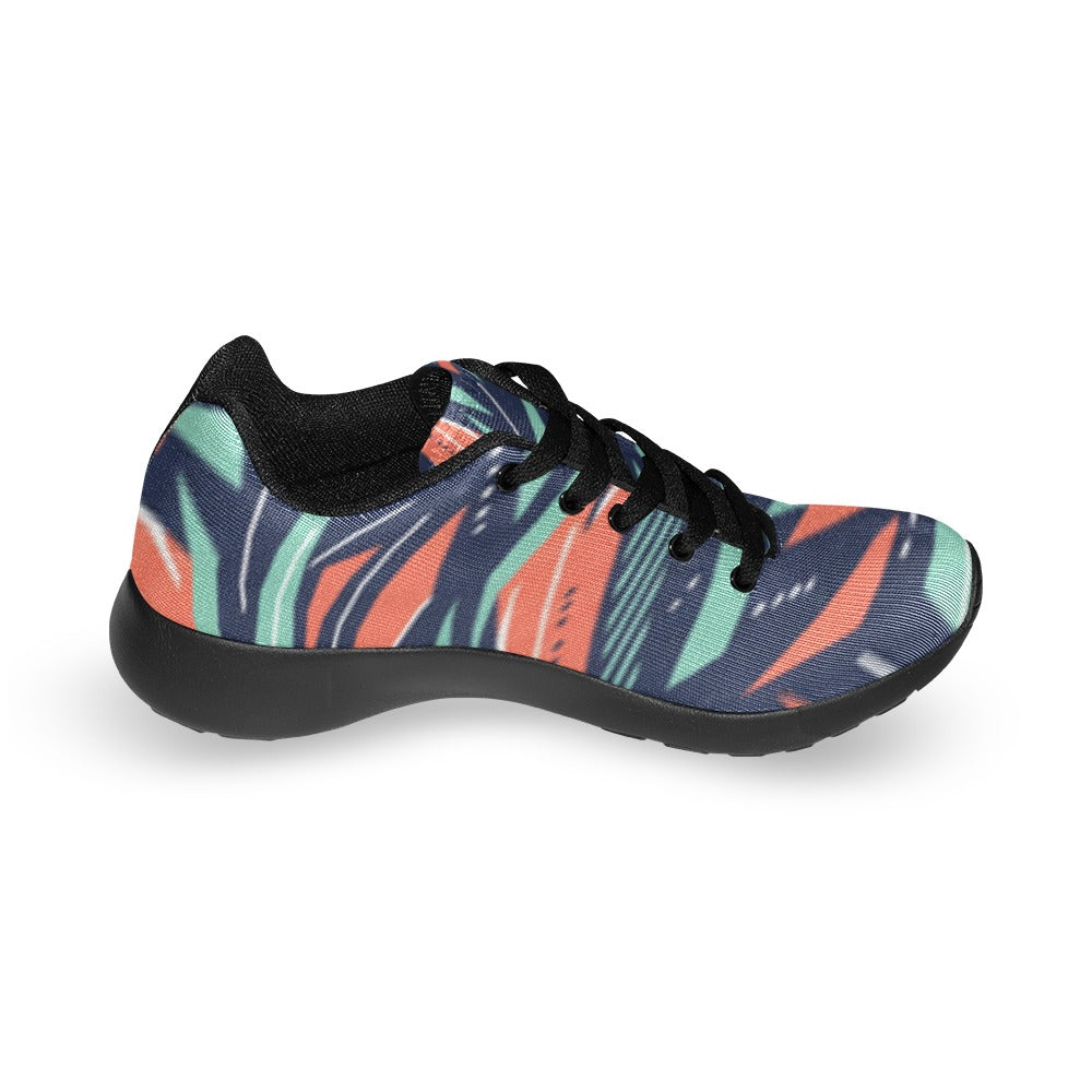 Vibrant Abstract Pattern Women's Lightweight Sneakers – (Black)