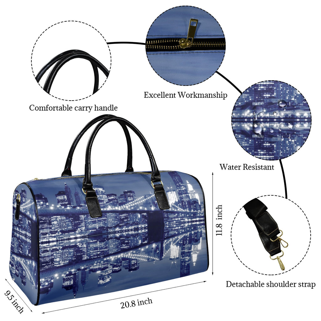 New York Cityscape - Taken Custom Travel Bag-Large (Black Short Patch)(Model 1735)
