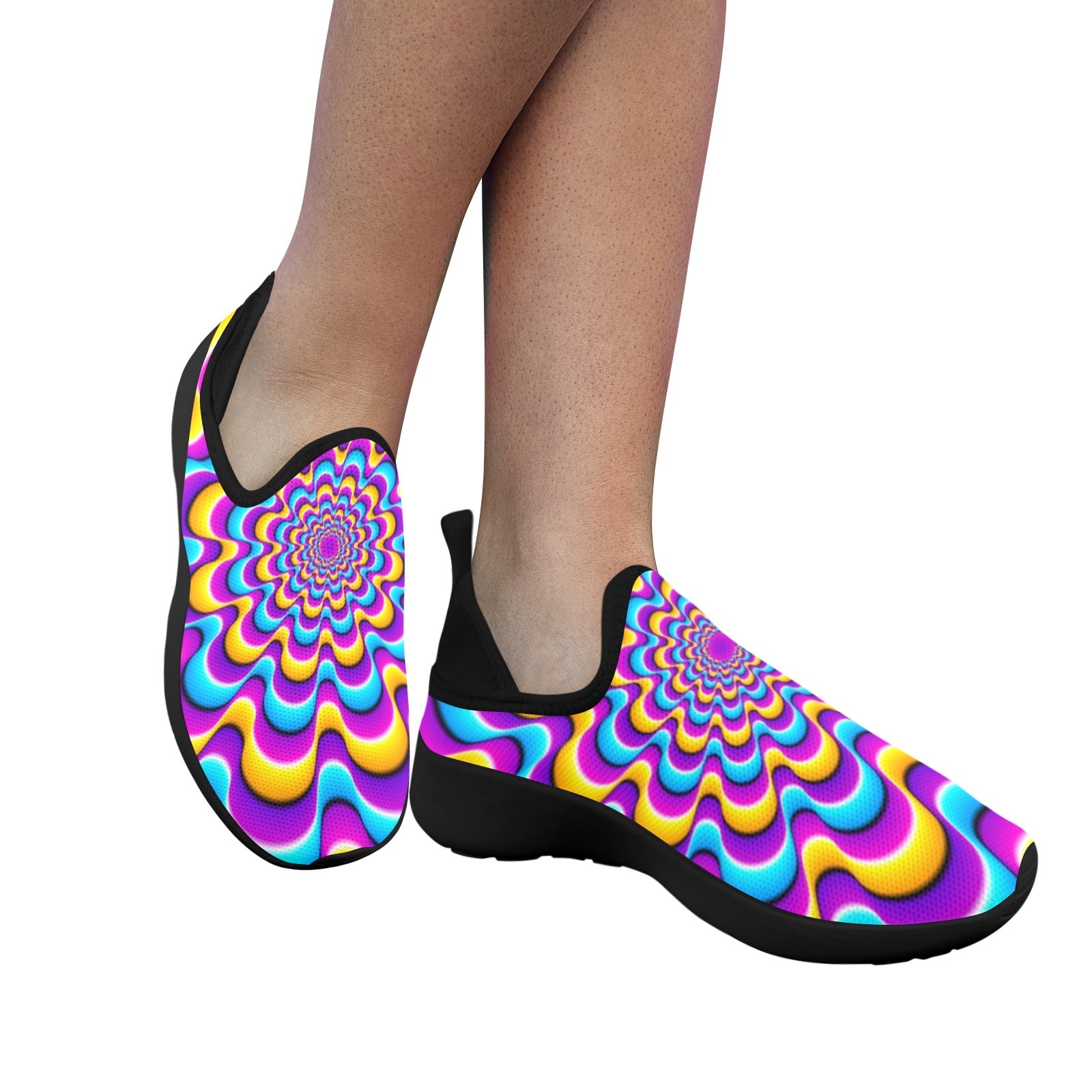 Colorful Dazzling  Fly Weave Sneakers Drop-in-Heel for Women(Model 02002)
