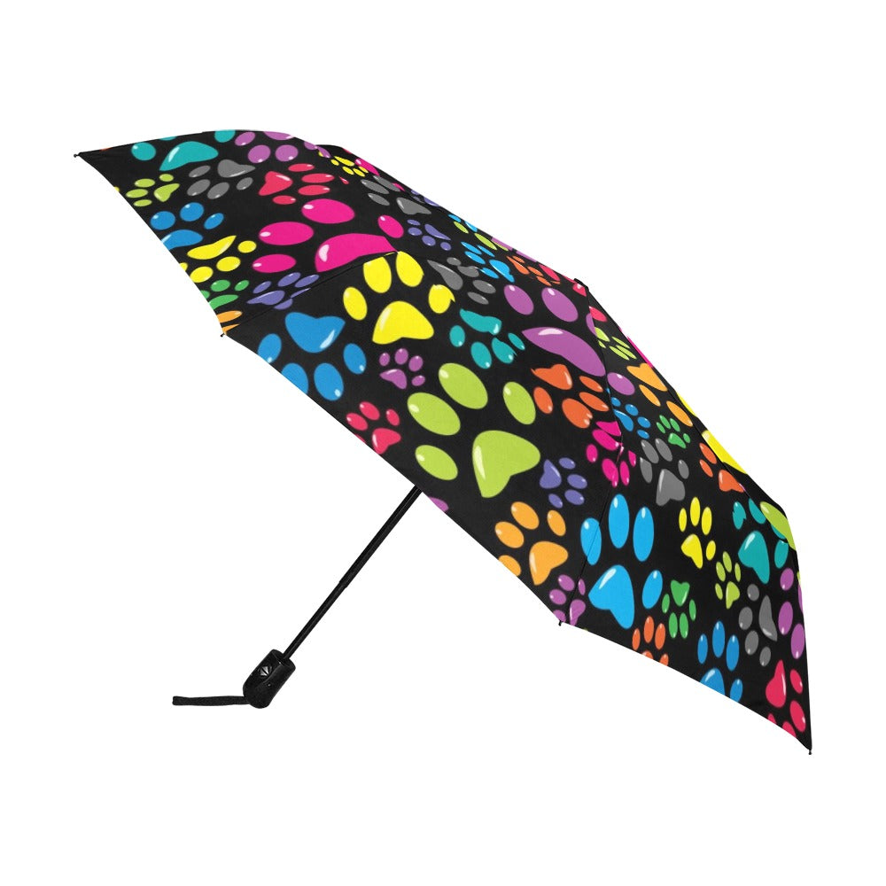 Colorful Background with  Colored Paws Anti-UV Auto-Foldable Umbrella (Model U09)