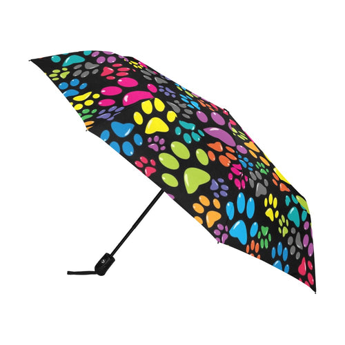 Colorful Background with  Colored Paws Anti-UV Auto-Foldable Umbrella (Model U09)