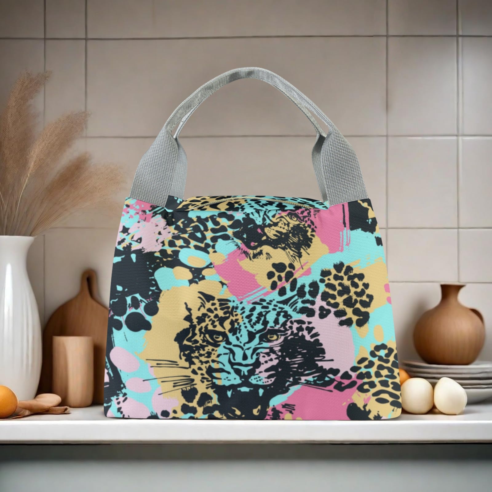 Portable Lunch Bag-Grey Handle (Model 1742) Product Title