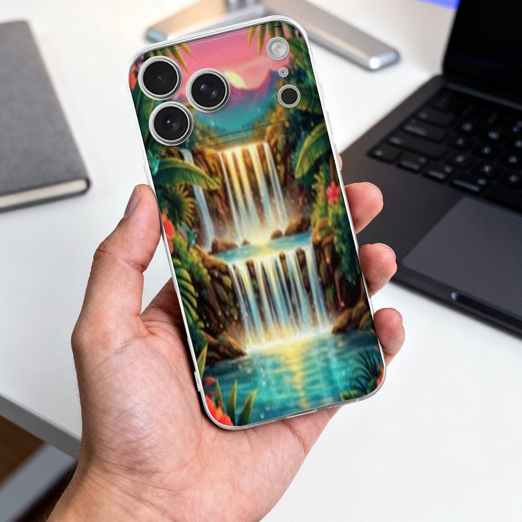 Water Fall Forest iPhone 17 Pro Max Transparent Case