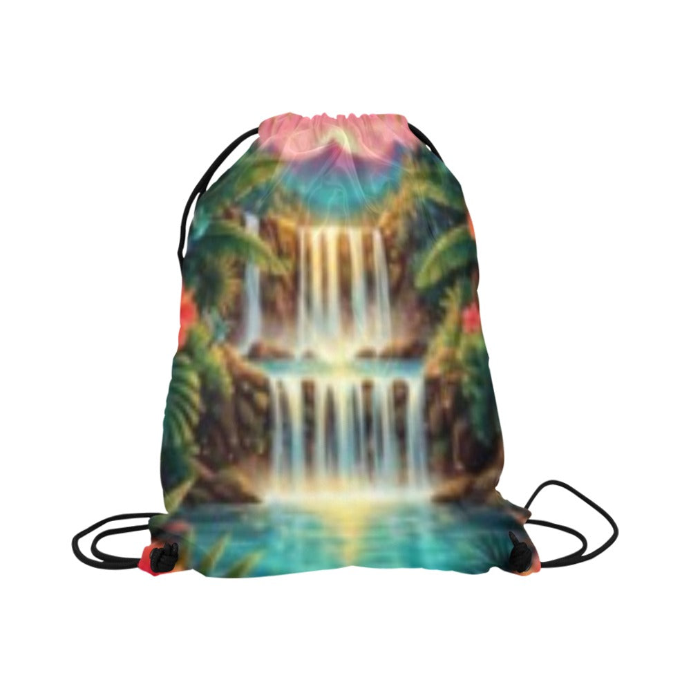 Waterfall Forest Drawstring Bag (Model 1604) (Large)