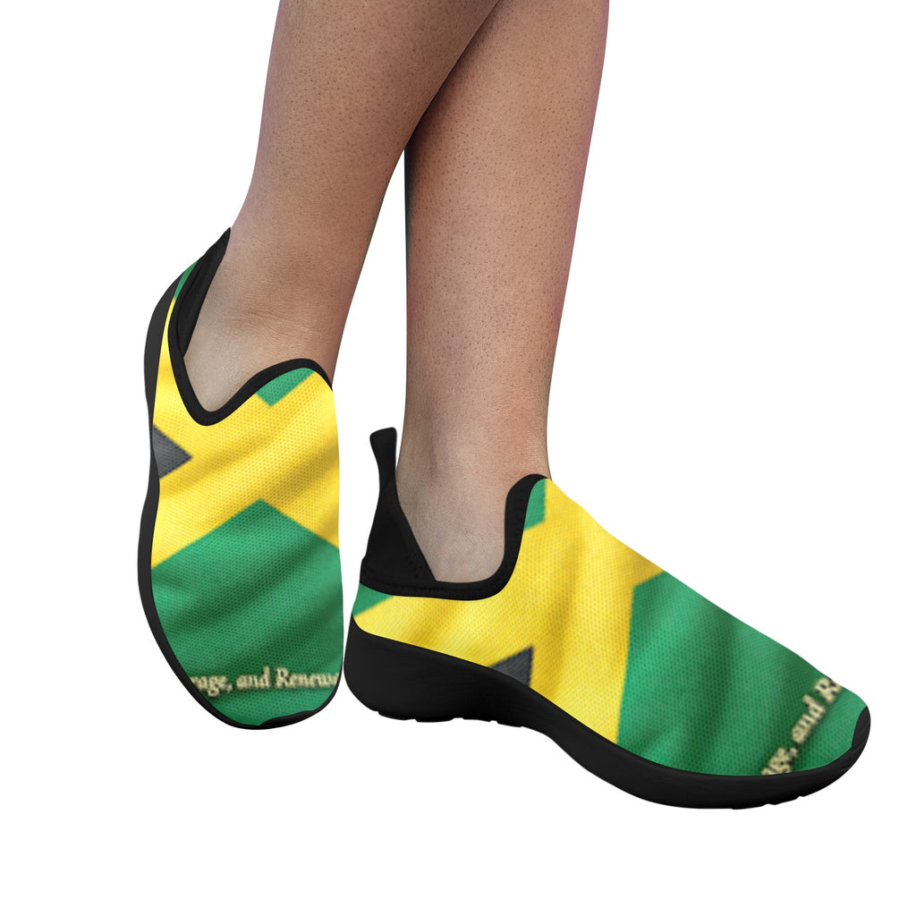 Jamaican Flag Fly Weave Sneakers Drop-in-Heel for Women(Model 02002)