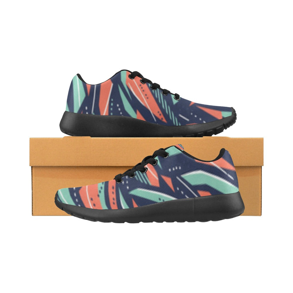 Vibrant Abstract Pattern Women's Lightweight Sneakers – (Black)
