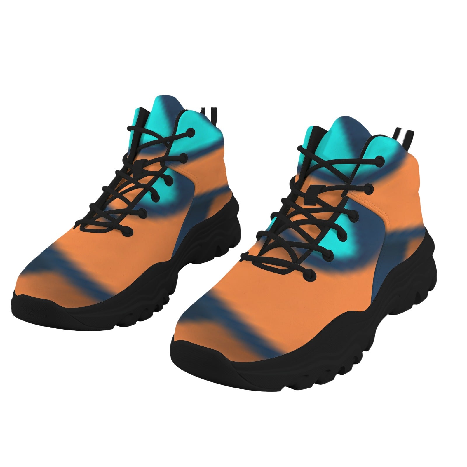 Orange Wave Women's High-Top Outdoor Chunky Sneakers (Black)